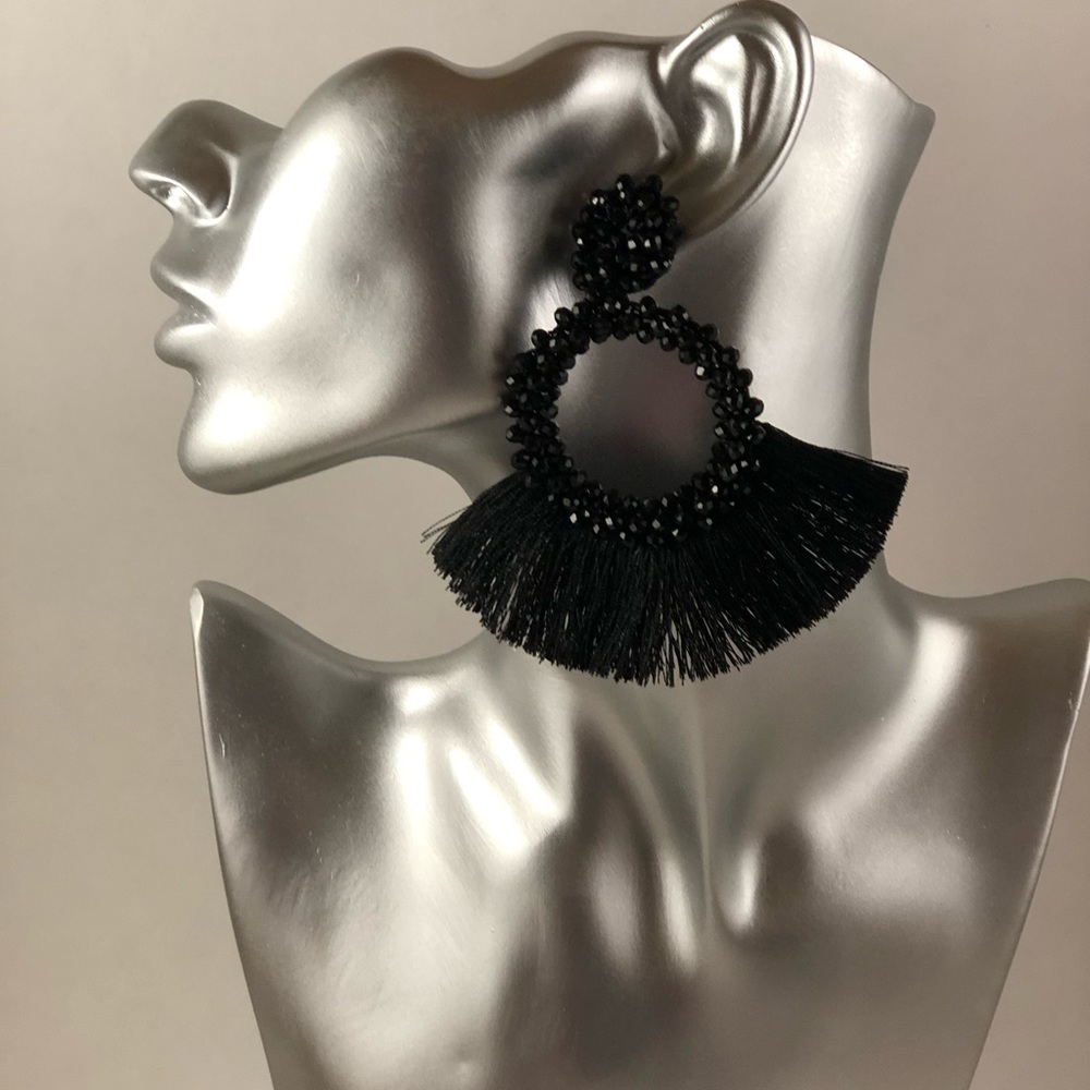 Black Tassel Earrings!!